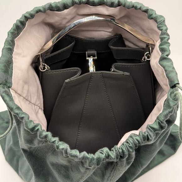 Eddie Borgo Mini Pepper Pochette Calf Leather Sterling Silver Designer Tulip Bag - Picture 12 of 13